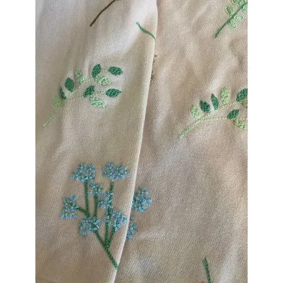 Vintage Embroidered Floral Cardigan Sweater‎ CottageCore Feminine Dainty Large - Picture 3 of 6